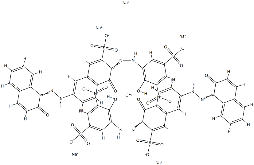 Chromate(5-), bis4-hydroxy-7-(2-hydroxy-1-naphthalenyl)azo-3-(2-hydroxy-3-nitro-5-sulfophenyl)azo-2-naphthalenesulfonato(4-)-, pentasodium 구조식 이미지