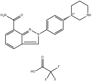 (S)-2-(4-(piperidin-3-yl)phenyl)-2H-indazole-7-carboxamide 2,2,2-trifluoroacetate Structure