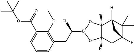 [(1S)-2-(3-tert-butoxycarbonyl-2-methoxy-phenyl)-1-chloro-ethyl]boronic acid (+)-pinanediolato diester 구조식 이미지