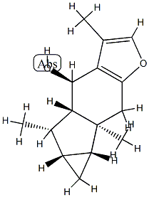 (4R)-3,5β,6bβ-Trimethyl-4,4aα,5,5aα,6,6aα,6b,7-octahydrocycloprop[2,3]indeno[5,6-b]furan-4α-ol Structure