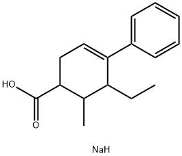 Ethyl-6-methyl-4-phenyl-3-cyclohexene-1-carboxylic acid sodium salt, 5-:(Carboxylic acid sodium salt) Structure