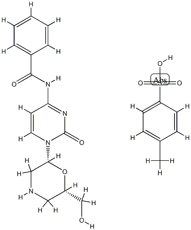 N4-Benzoyl-7'-OH-Morpholino cytosine tosylate salt Structure