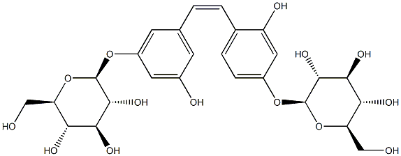 beta-D-Glucopyranoside 3-[(1Z)-2-[4-(beta-D-glucopyranosyloxy)-2-hydroxyphenyl]ethenyl]-5-hydroxyphenyl Structure