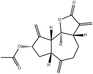 (3aS)-3a,4,5,6,6aβ,7,8,9,9aβ,9bα-Decahydro-8α-acetoxy-3,6,9-tris(methylene)azuleno[4,5-b]furan-2(3H)-one 구조식 이미지