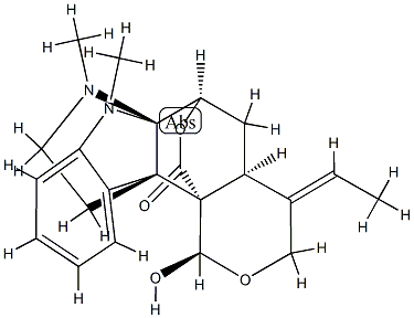 (4E,4aS)-4-Ethylidene-4,4a,5,6-tetrahydro-1α-hydroxy-7,16-dimethyl-1H,3H,7H-6β,11cβ-(epoxymethano)-6aα,11bα-(iminoethano)pyrano[4,3-c]carbazol-12-one 구조식 이미지