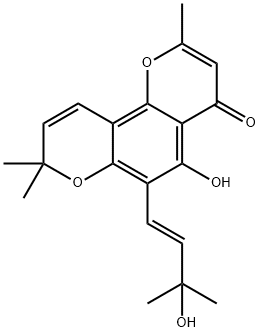 5-Hydroxy-6-[(E)-3-hydroxy-3-methyl-1-butenyl]-2,8,8-trimethyl-4H,8H-benzo[1,2-b:3,4-b']dipyran-4-one 구조식 이미지