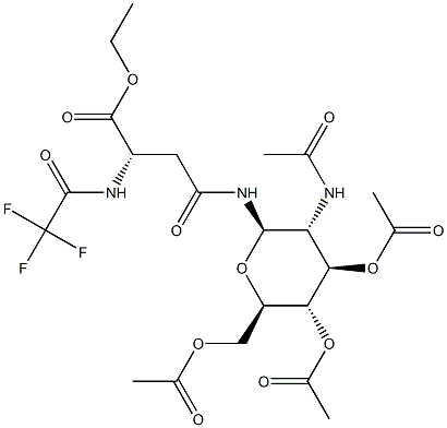 N4-(2-Acetylamino-3-O,4-O,6-O-triacetyl-2-deoxy-β-D-glucopyranosyl)-N2-trifluoroacetyl-L-asparagine ethyl ester 구조식 이미지