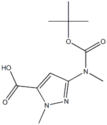 3-((Tert-Butoxycarbonyl)(Methyl)Amino)-1-Methyl-1H-Pyrazole-5-Carboxylic Acid(WXC00833) Structure