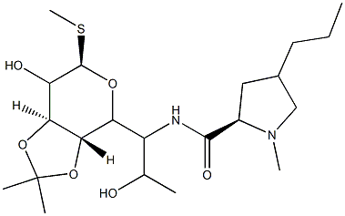 Methyl trans-α-6,8-Dideoxy-3,4-O-isopropylidene-6-(1-Methyl-4-propyl-L-2-pyrrolidinecarboxaMido)-1-thio-L-threo-D-galacto-octopyranoside 구조식 이미지