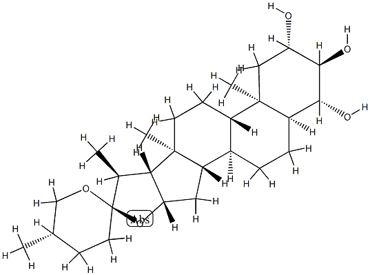 (25S)-5β-Spirostane-2β,3α,4β-triol 구조식 이미지