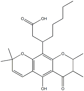 7,8-Dihydro-5-hydroxy-2,2,7,8-tetramethyl-6-oxo-β-pentyl-2H,6H-benzo[1,2-b:5,4-b']dipyran-10-propionic acid 구조식 이미지