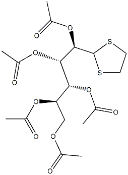 2-O,3-O,4-O,5-O,6-O-Pentaacetyl-D-glucose 1,2-ethanediyl dithioacetal 구조식 이미지