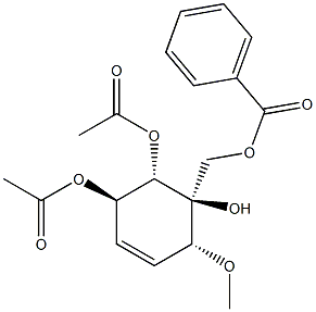 (1S)-2β,3α-Diacetoxy-1-[(benzoyloxy)methyl]-6β-methoxy-4-cyclohexen-1-ol 구조식 이미지