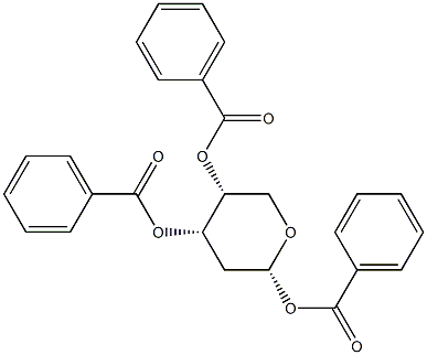 1-O,3-O,4-O-트리벤조일-2-데옥시-α-D-에리트로-펜토피라노스 구조식 이미지