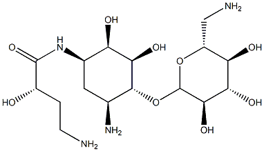 4-O-(6-Amino-6-deoxy-alpha-D-glucopyranosyl)-N1-[(2S)-4-amino-2-hydroxy-1-oxobutyl]-2-deoxy-D-streptamine Structure