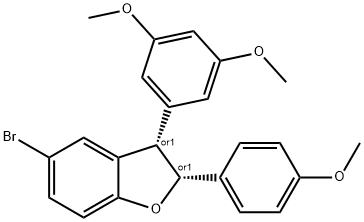 (2,3-Cis)-5-Bromo-3-(3,5-Dimethoxyphenyl)-2-(4-Methoxyphenyl)-2,3-Dihydrobenzofuran 구조식 이미지