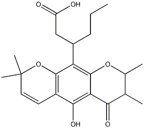 7,8-Dihydro-5-hydroxy-2,2,7,8-tetramethyl-6-oxo-β-propyl-2H,6H-benzo[1,2-b:5,4-b']dipyran-10-propionic acid 구조식 이미지