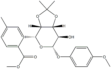 4-Methoxyphenyl 3,4-O-Isopropylidene-6-O-(4-methylbenzoyl)-β-D-galactopyranoside 구조식 이미지