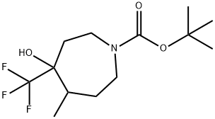 Tert-Butyl 4-Hydroxy-5-Methyl-4-(Trifluoromethyl)Azepane-1-Carboxylate(WX641142) Structure