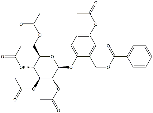 2-[(Benzoyloxy)methyl]-4-acetyloxyphenyl 2-O,3-O,4-O,6-O-tetraacetyl-β-D-glucopyranoside 구조식 이미지