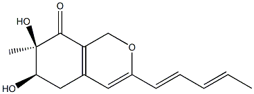 8H-2-Benzopyran-8-one,1,5,6,7-tetrahydro- 6,7-dihydroxy-7-methyl-3-(1E,3E)-1,3- pentadienyl-,(6R,7R)-rel- 구조식 이미지