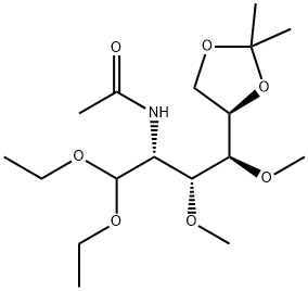2-Acetylamino-2-deoxy-5-O,6-O-isopropylidene-3-O,4-O-dimethyl-D-glucose diethyl acetal 구조식 이미지