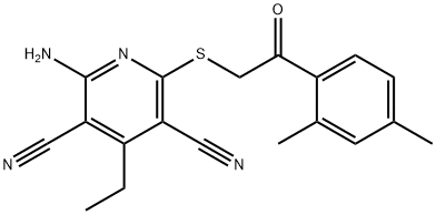 2-amino-6-{[2-(2,4-dimethylphenyl)-2-oxoethyl]sulfanyl}-4-ethyl-3,5-pyridinedicarbonitrile 구조식 이미지