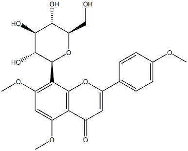 8-β-D-Glucopyranosyl-5,7-dimethoxy-2-(4-methoxyphenyl)-4H-1-benzopyran-4-one 구조식 이미지