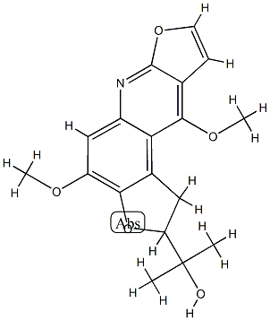 1,2-Dihydro-4,10-dimethoxy-α,α-dimethyldifuro[2,3-b:3',2'-f]quinoline-2-methanol 구조식 이미지