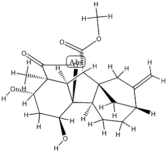 (4bβ)-1-Methyl-8-methylene-1α,4aα-(carbonyloxy)-2β,4α-dihydroxygibbane-10β-carboxylic acid 10-methyl ester 구조식 이미지