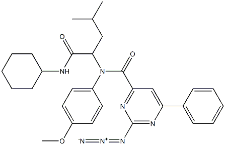 4-Pyrimidinecarboxamide,2-azido-N-[1-[(cyclohexylamino)carbonyl]-3-methylbutyl]-N-(4-methoxyphenyl)-6-phenyl-(9CI) Structure