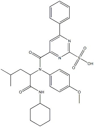 2-Pyrimidinesulfonicacid,4-[[[1-[(cyclohexylamino)carbonyl]-3-methylbutyl](4-methoxyphenyl)amino]carbonyl]-6-phenyl-(9CI) Structure