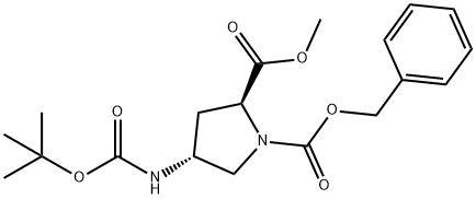 (2S,4R)-1-Benzyl 2-methyl 4-((tert-butoxycarbonyl)amino)pyrrolidine-1,2-dicarboxylate Structure