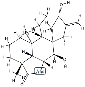 6α,7β,13-Trihydroxykaur-16-en-18-oic acid γ-lactone 구조식 이미지
