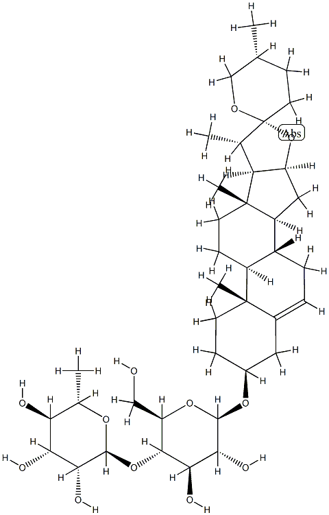 (25R)-3β-(4-O-α-L-Rhamnopyranosyl-β-D-glucopyranosyloxy)spirosta-5-ene Structure