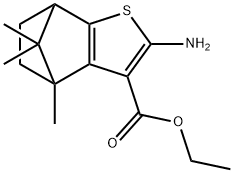 ethyl 4-amino-7,10,10-trimethyl-3-thiatricyclo[5.2.1.0,]deca-2(6),4-diene-5-carboxylate 구조식 이미지