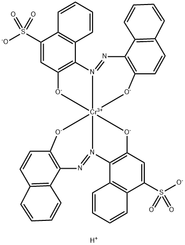 trihydrogen bis[3-hydroxy-4-[(2-hydroxy-1-naphthyl)azo]naphthalene-1-sulphonato(3-)]chromate(3-) Structure