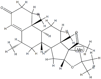 16-.알파.,17-디하이드록시-6-.알파.-메틸프레그n-4-엔-3,20-디온,고리형아세탈과아세톤 구조식 이미지