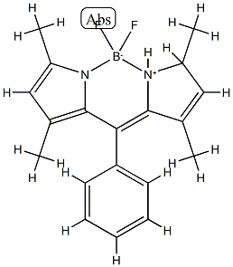 Difluoro{2-[(3,5-dimethyl-2H-pyrrol-2-ylidene-N)phenylmethyl]-3,5-dimethyl-1H-pyrrolato-N}boron 구조식 이미지