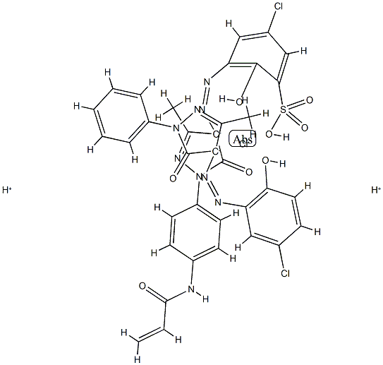 Chromate(2-), [5-chloro-3-[[4,5-dihydro-3-methyl-5-oxo-1-[4-[(1-oxo-2-propenyl)amino]phenyl]-1H-pyrazol-4-yl]azo]-2-hydroxybenzenesulfonato(3-)][4-[(5-chloro-2-hydroxyphenyl)azo]-2,4-dihydro-5-methyl-2-phenyl-3H-pyrazol-3-onato(2-)]-, dihyd  Structure