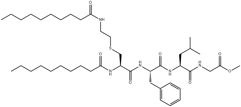 3-[[2-(1-Oxodecylamino)ethyl]thio]-N-(1-oxodecyl)-L-Ala-L-Phe-L-Leu-Gly-OMe Structure