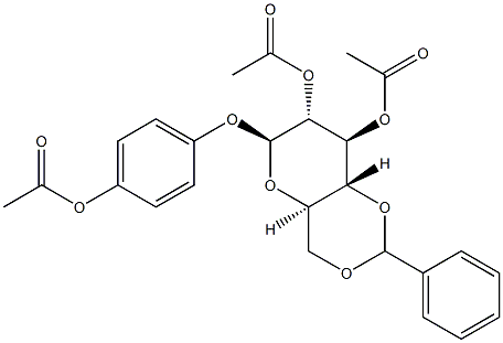 4-Acetoxyphenyl 2-O,3-O-diacetyl-4-O,6-O-benzylidene-β-D-glucopyranoside 구조식 이미지