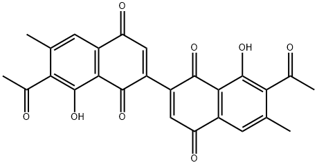 7,7'-Diacetyl-8,8'-dihydroxy-6,6'-dimethyl-2,2'-binaphthalene-1,1',4,4'-tetrone Structure