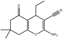 2-amino-4-ethyl-7,7-dimethyl-5-oxo-5,6,7,8-tetrahydro-4H-chromene-3-carbonitrile 구조식 이미지