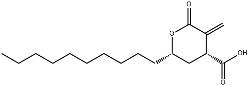 (4R)-6α-Decyltetrahydro-3-methylene-2-oxo-2H-pyran-4α-carboxylic acid 구조식 이미지