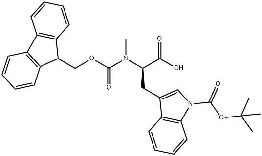 (9H-Fluoren-9-yl)MethOxy]Carbonyl N-Me-D-Trp(Boc)-OH 구조식 이미지
