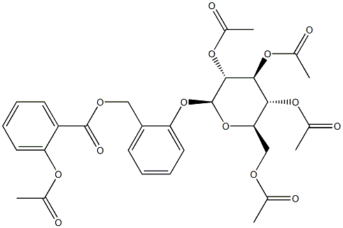 2-[[2-(Acetoxy)benzoyloxy]methyl]phenyl 2-O,3-O,4-O,6-O-tetraacetyl-β-D-glucopyranoside 구조식 이미지