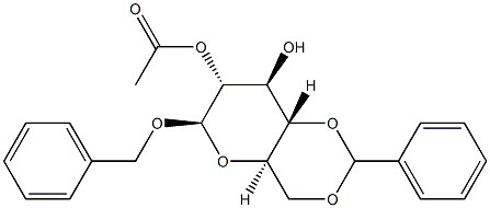 벤질4-O,6-O-벤질리덴-β-D-글루코피라노사이드2-아세테이트 구조식 이미지