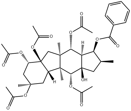 5,8,9,10,14-Pentaacetoxy-3-benzoyloxy-15-hydroxypepluane 구조식 이미지