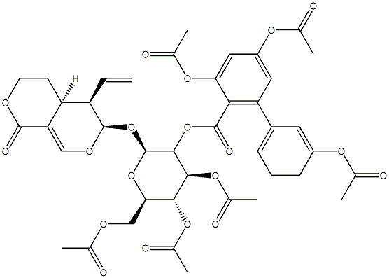 (4aS)-6α-[2-O-(3,3',5-Triacetoxy-1,1'-biphenyl-2-ylcarbonyl)-3-O,4-O,6-O-triacetyl-β-D-glucopyranosyloxy]-5β-vinyl-4,4aα,5,6-tetrahydro-1H,3H-pyrano[3,4-c]pyran-1-one 구조식 이미지